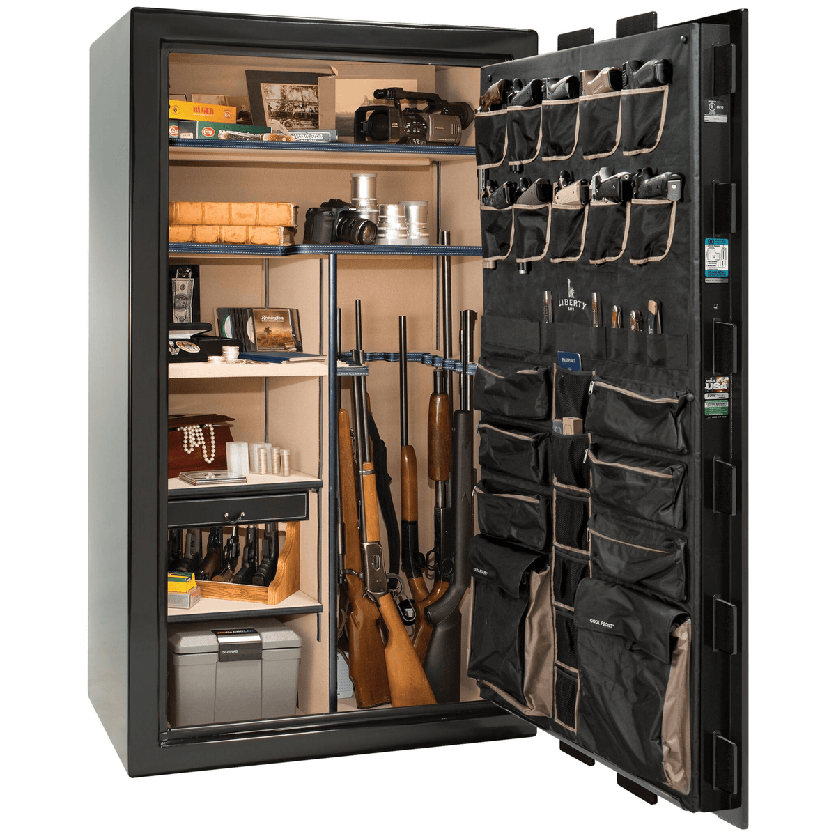 Liberty Lincoln 50 Safe in Black Gloss, open.