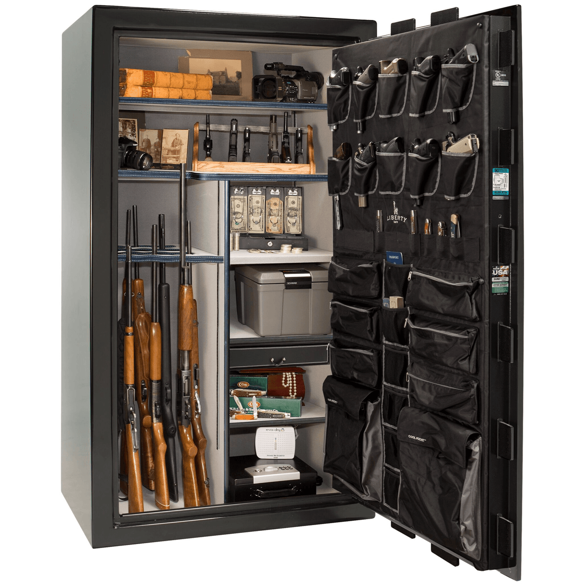 Liberty Lincoln 50 Safe in Black Gloss, open.