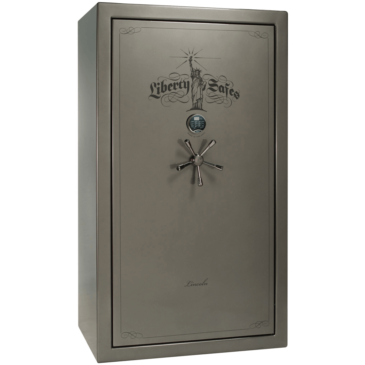 Liberty Lincoln 50 Safe in Gray Gloss with Black Chrome Electronic Lock.