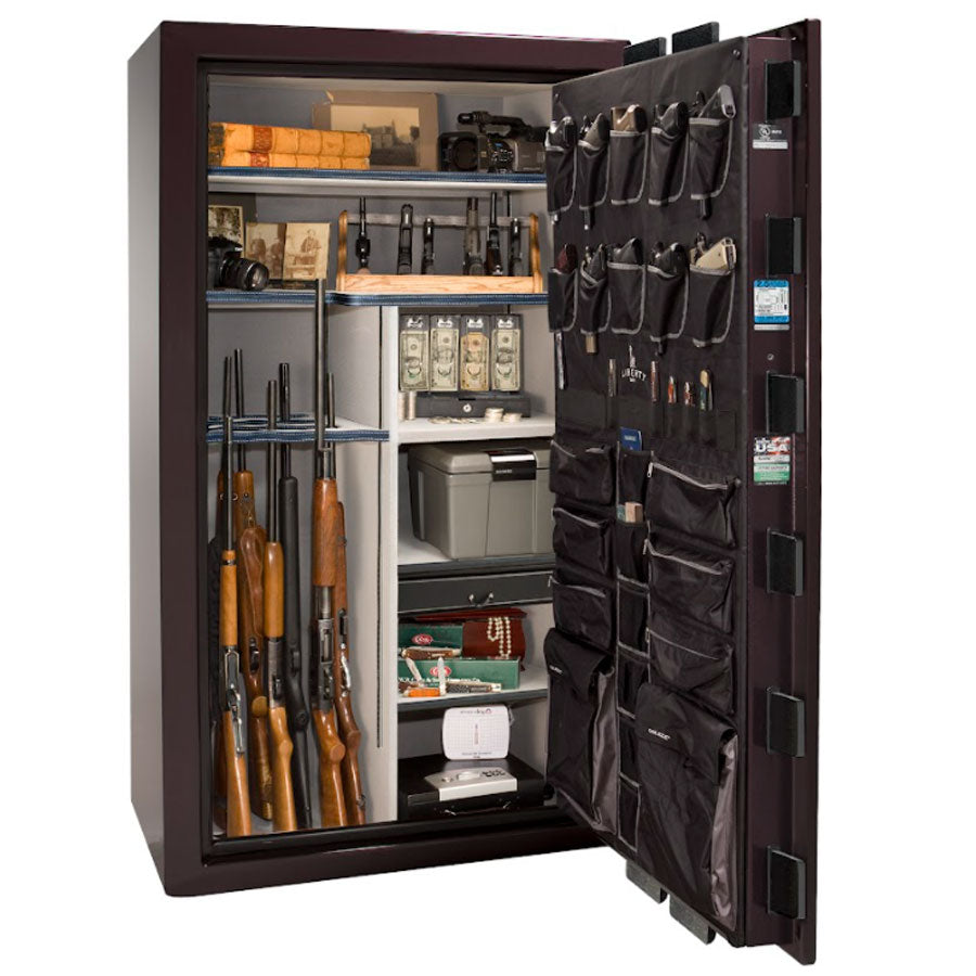 Liberty Safe National Magnum 50 in Black Cherry Gloss, open door.