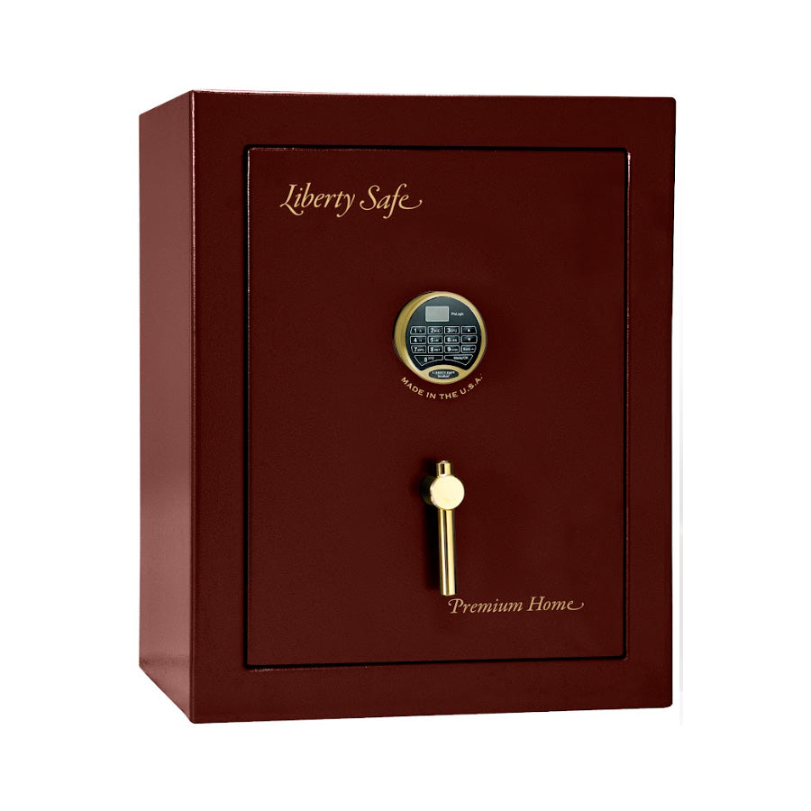 Liberty Premium Home 08 Safe in Burgundy Marble with Brass Electronic Lock.