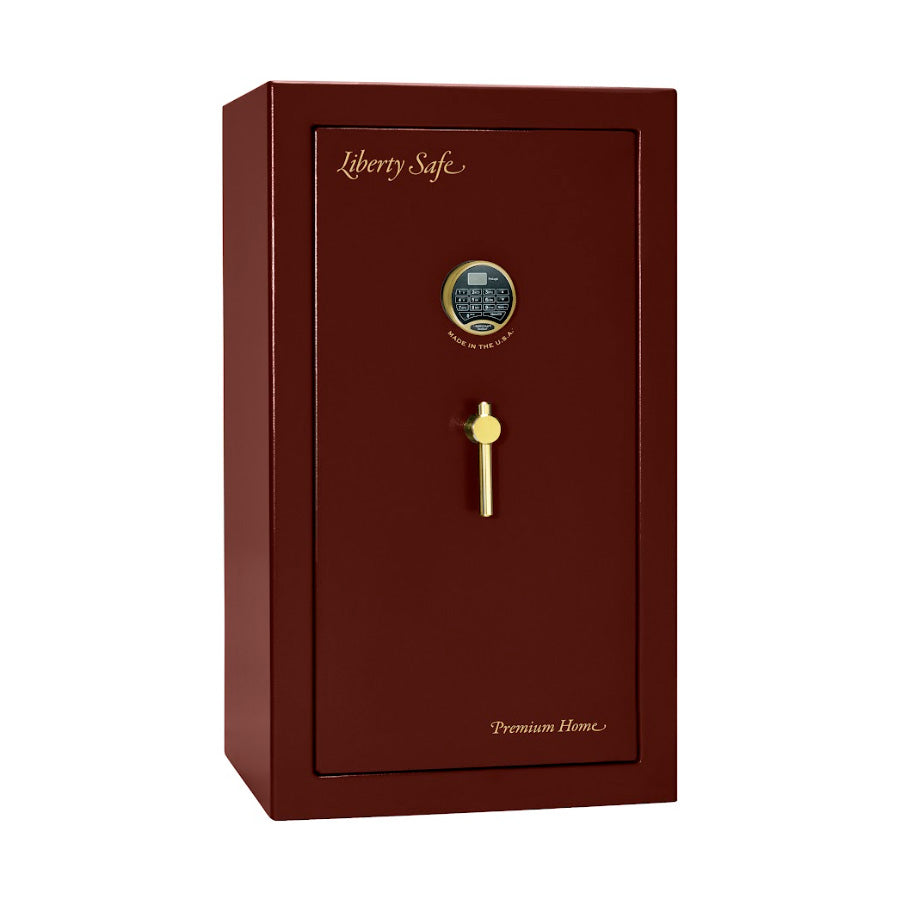 Liberty Premium Home 12 Safe in Burgundy Marble with Brass Electronic Lock.