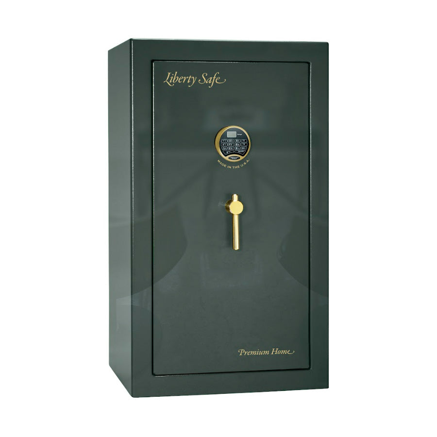 Liberty Premium Home 12 Safe in Green Gloss with Brass Electronic Lock.