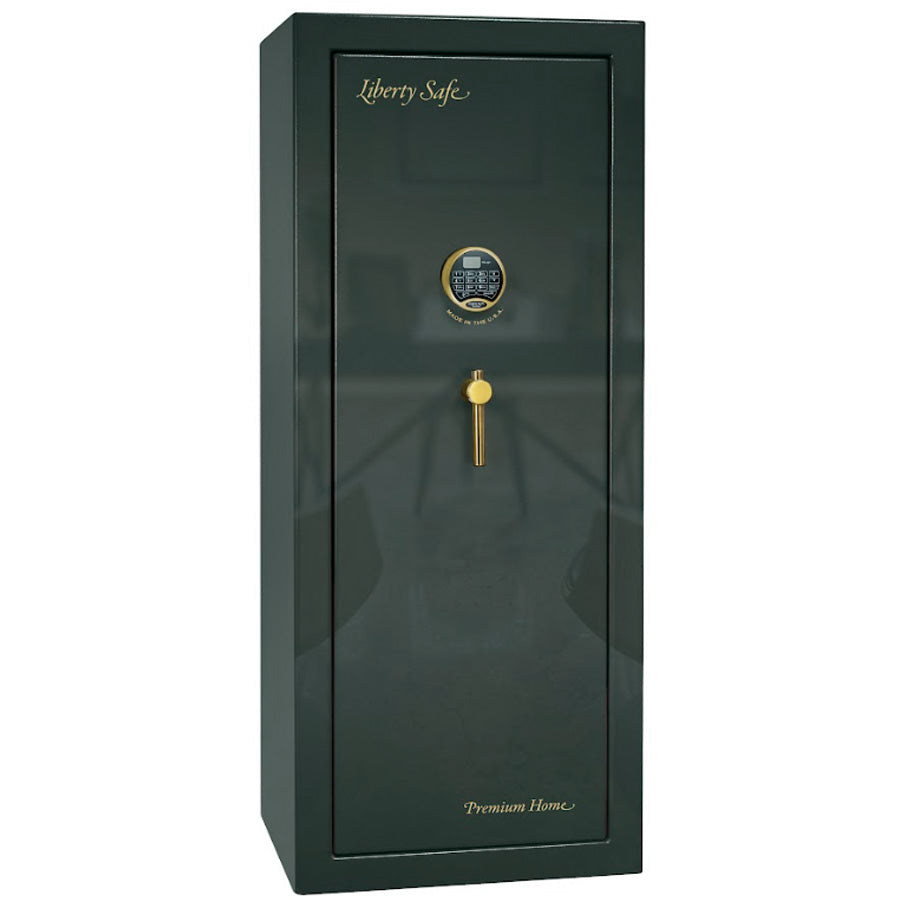 Liberty Premium Home 17 Safe in Green Gloss with Brass Electronic Lock.