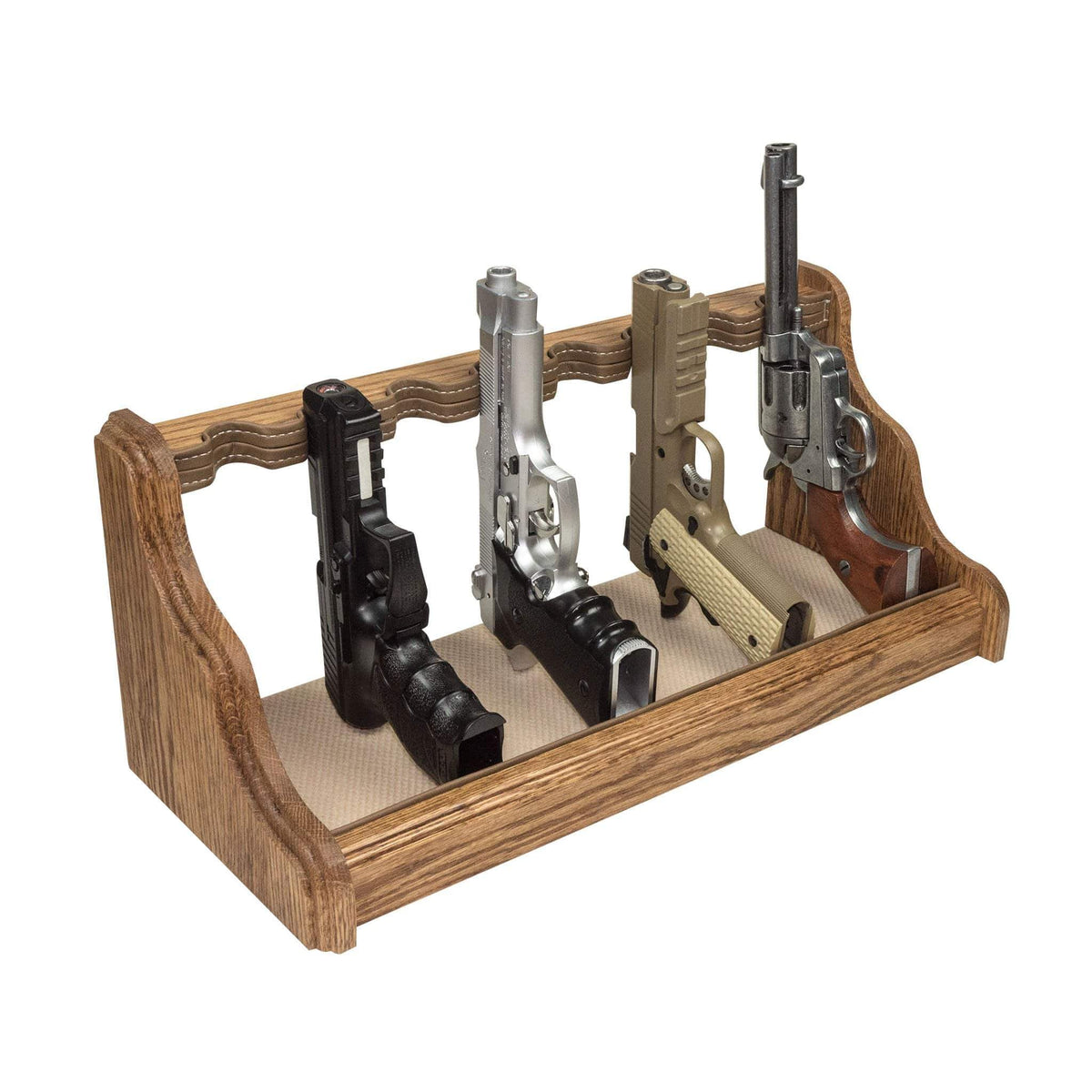 Liberty Safe Oak Pistol Rack, Beige Velour.